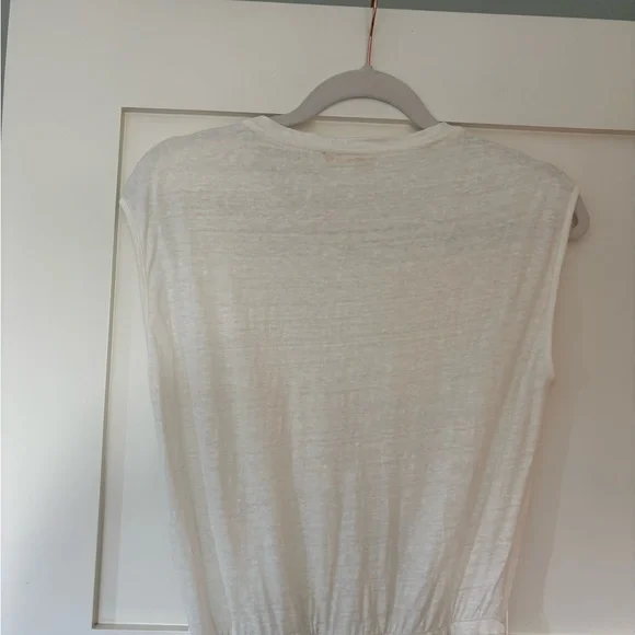 Maje Riam 100% Linen Sundress White Eyelet Scoop Neck Layered Skirt - Picture 7 of 11